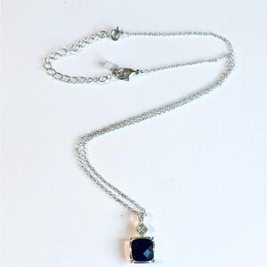 Elegant NRT Silver Necklace with Maroon Pendant, NRT Jewelry